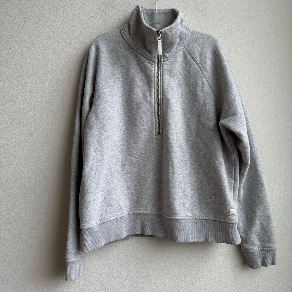 Vuori Restore Half Zip Organic Cotton Fleece Light Gray Size Medium Relaxed Fit